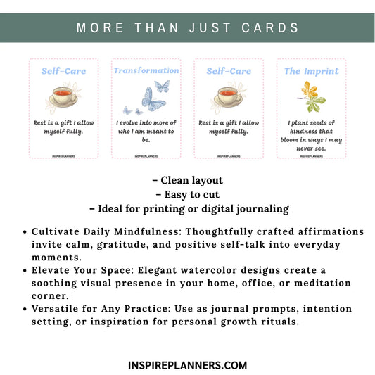 Inner Light Affirmation Cards – 40 Printable Daily Positive Affirmations for Self-Love, Calm, and Mindfulness