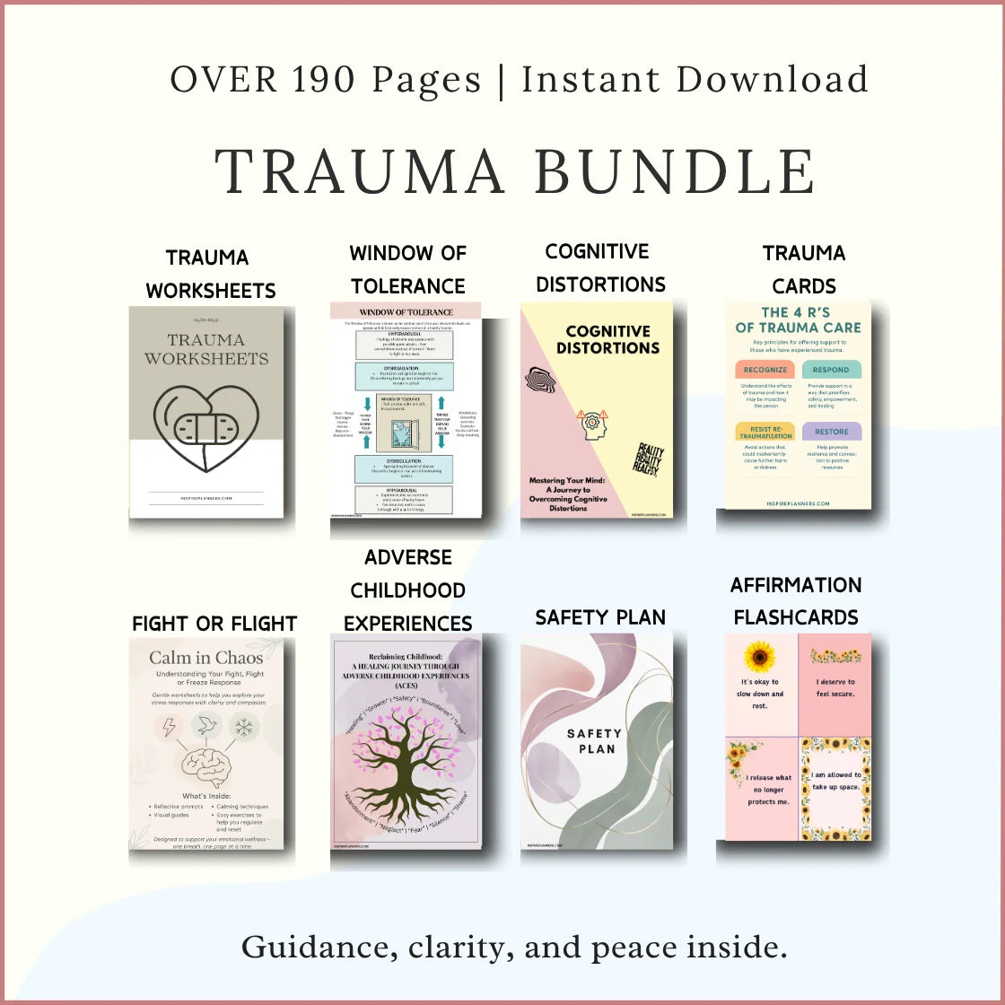 Trauma Bundle – Recovery Worksheets, Coping Tools & PTSD Support Resources
