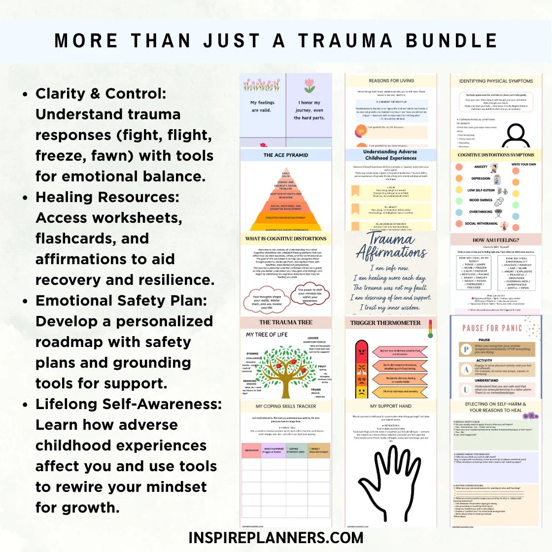 Trauma Bundle – Recovery Worksheets, Coping Tools & PTSD Support Resources