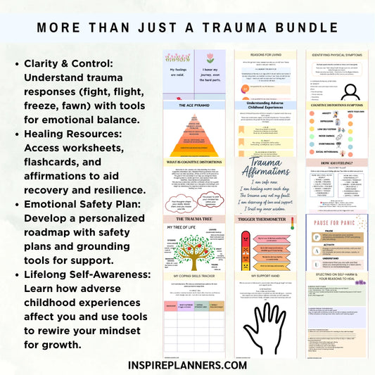 Trauma Bundle – Recovery Worksheets, Coping Tools & PTSD Support Resources