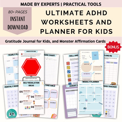 ADHD planner for kids printable worksheets and routine charts to support focus and organization.