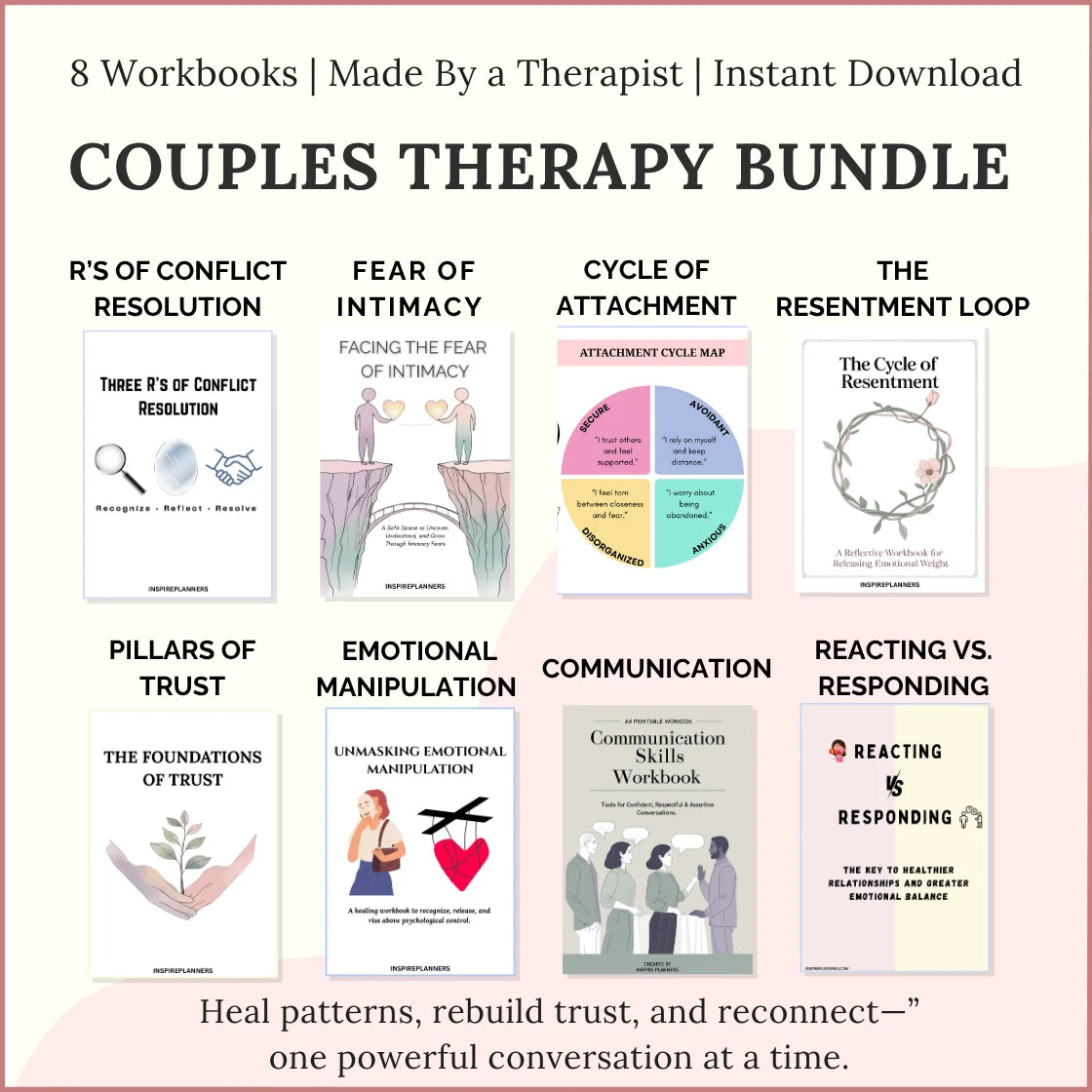 Couples therapy worksheets bundle - 8 relationship workbooks for communication and trust building - Inspire Planners