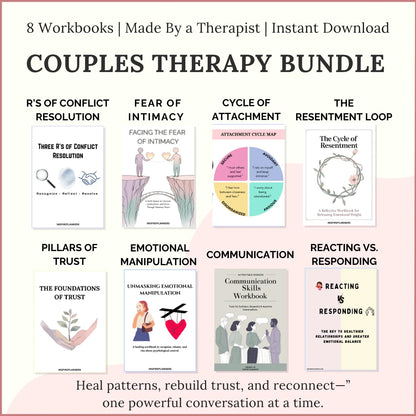 Couples therapy worksheets bundle - 8 relationship workbooks for communication and trust building - Inspire Planners