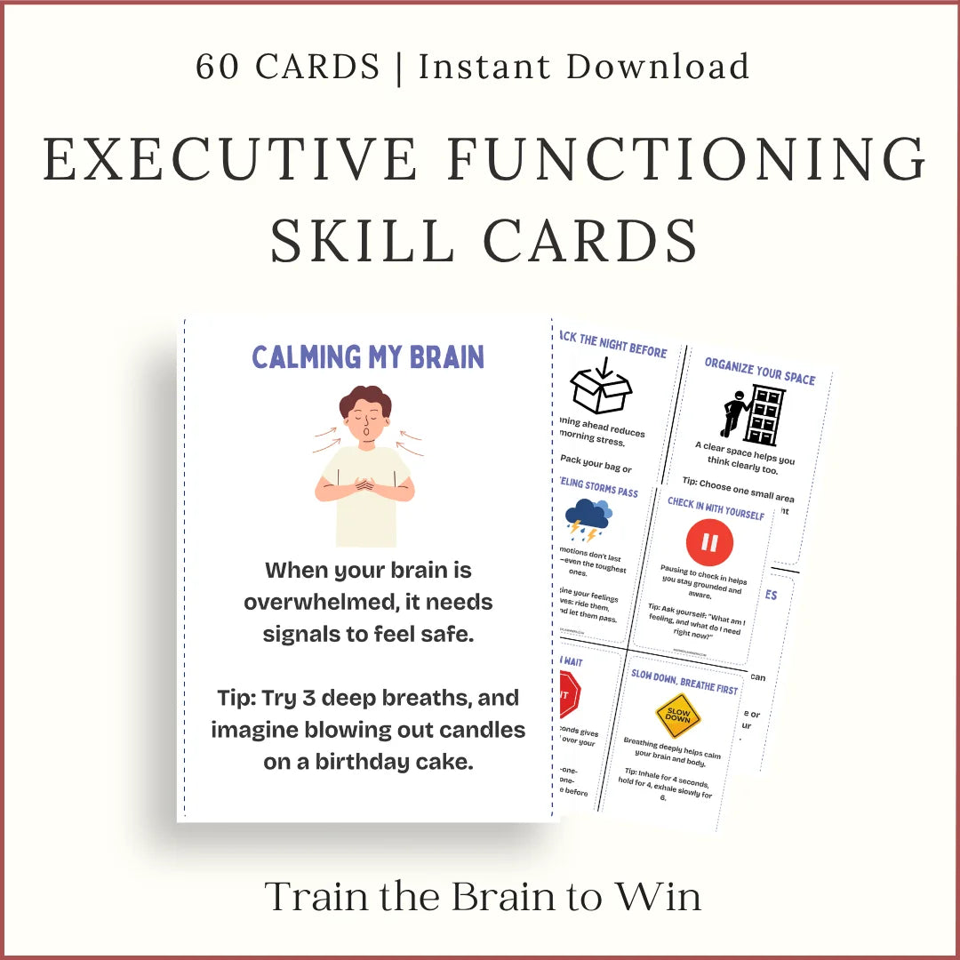 Executive Functioning Skill Cards – 60 printable strategies for focus, organization, and calming the brain