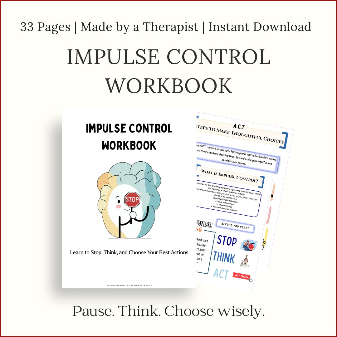 Printable Impulse Control Workbook for kids – stop, think, and make wise choices