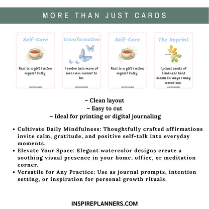 Inner Light Affirmation Cards – 40 Printable Daily Positive Affirmations for Self-Love, Calm, and Mindfulness