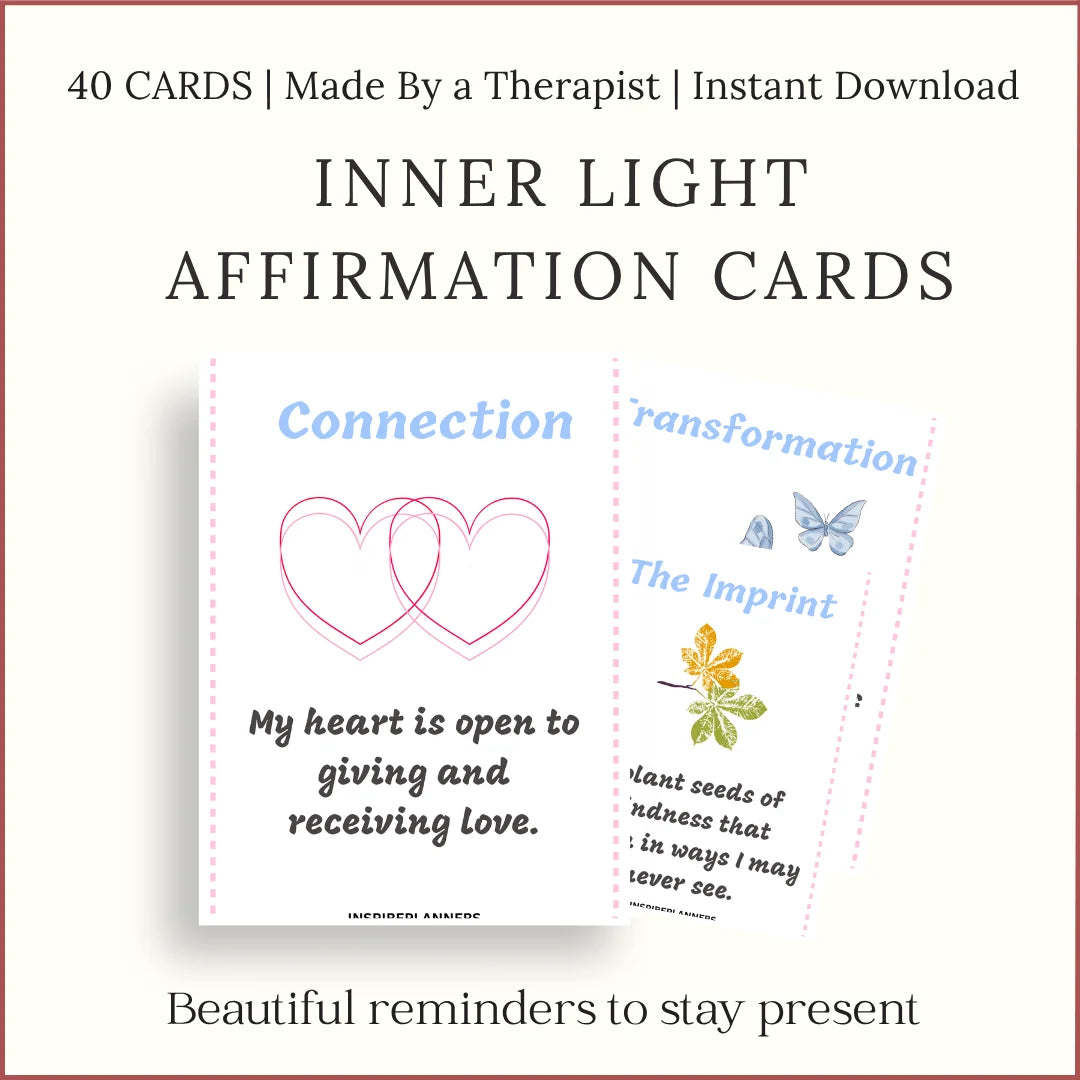 Inner Light Affirmation Cards – Printable Positive Affirmations for Mindfulness, Self-Care, Gratitude & Emotional Healing