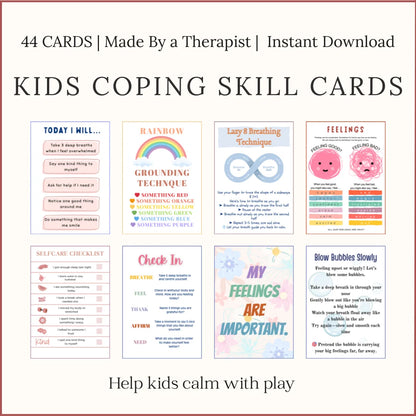 Printable kids coping skill cards for emotional regulation and stress relief