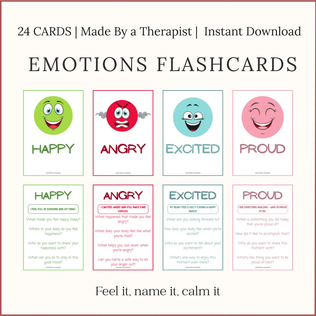 Printable emotions flashcards for kids – emotional awareness cards