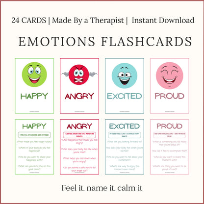 Printable emotions flashcards for kids – emotional awareness cards