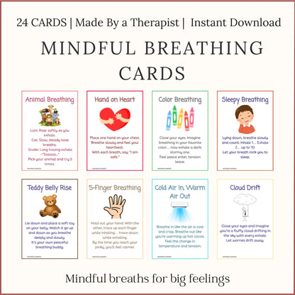 Printable mindful breathing cards for kids – calm and relaxation exercises